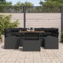 Juego de Comedor de Jardín de 7 Piezas con Cojines Negro de Ratán Poliéster de , Sofás de exterior - Ref: Foro24-3349540, Pre...