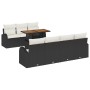 Conjunto de Comedor de Jardín de 8 Piezas con Cojines Negros de Ratán Polimérico de , Sofás de exterior - Ref: Foro24-3349543...