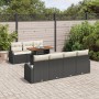 Conjunto de Comedor de Jardín de 8 Piezas con Cojines Negros de Ratán Polimérico de , Sofás de exterior - Ref: Foro24-3349543...
