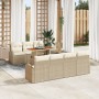 Juego de Comedor de Jardín de 8 Piezas con Cojines Beige Ratán Poliéster de , Sofás de exterior - Ref: Foro24-3349546, Precio...