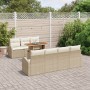 Juego de Comedor de Jardín de 8 Piezas con Cojines Beige Ratán Poliéster de , Sofás de exterior - Ref: Foro24-3349546, Precio...