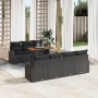 Conjunto de Comedor de Jardín de 8 Piezas con Cojines Negro Poliratán Acacia de , Sofás de exterior - Ref: Foro24-3349547, Pr...