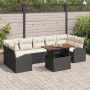 Conjunto de Comedor de Jardín de 8 Piezas con Cojines Negro de Rattan Polipropileno Acacia de , Sofás de exterior - Ref: Foro...