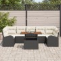 Conjunto de Comedor de Jardín de 8 Piezas con Cojines Negro de Rattan Polipropileno Acacia de , Sofás de exterior - Ref: Foro...