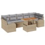Conjunto de Comedor Jardín 8 Piezas con Cojines Beige Ratán Poliéster de , Sofás de exterior - Ref: Foro24-3349552, Precio: 5...