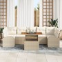 Set de Jardín de 8 Piezas con Cojines Beige Ratán Acacia de , Sofás de exterior - Ref: Foro24-3349553, Precio: 588,36 €, Desc...