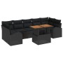 Juego de Comedor de Jardín de 8 Piezas con Cojines Negro Ratán Poliéster Acacia de , Sofás de exterior - Ref: Foro24-3349554,...