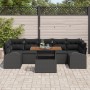 Juego de Comedor de Jardín de 8 Piezas con Cojines Negro Ratán Poliéster Acacia de , Sofás de exterior - Ref: Foro24-3349554,...