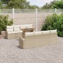 Juego de Comedor de Jardín de 9 Piezas con Cojines Beige Ratán Sintético Acacia de , Sofás de exterior - Ref: Foro24-3349560,...
