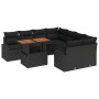 Juego de Comedor de Jardín de 9 Piezas con Cojines Ratán Poliratán Negro Acacia de , Sofás de exterior - Ref: Foro24-3349568,...