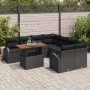 Juego de Comedor de Jardín de 9 Piezas con Cojines Ratán Poliratán Negro Acacia de , Sofás de exterior - Ref: Foro24-3349568,...