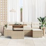Conjunto de Comedor de Jardín de 6 Piezas con Cojines Beige de Poliratán y Acacia de , Sofás de exterior - Ref: Foro24-334957...