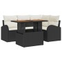 Juego de Comedor de Jardín de 5 Piezas con Cojines Negro Poliratán Acacia de , Sofás de exterior - Ref: Foro24-3349578, Preci...