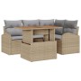 Set de Comedor para Jardín de 5 Piezas con Cojines Beige de Poliéster y Ratán de , Sofás de exterior - Ref: Foro24-3349580, P...