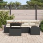 Conjunto de Comedor de Jardín de 6 Piezas con Cojines Negro Poliratán Acacia de , Sofás de exterior - Ref: Foro24-3349585, Pr...