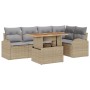 Juego de Comedor de Jardín de 6 Piezas con Cojines Poliratán Beige Acacia de , Sofás de exterior - Ref: Foro24-3349587, Preci...