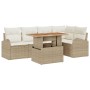 Juego de Comedor para Jardín de 6 Piezas con Cojines Beige de Poliratán Acacia de , Sofás de exterior - Ref: Foro24-3349588, ...