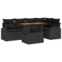 Conjunto de Comedor Jardín de 6 Piezas con Cojines Ratán Negro Acacia de , Sofás de exterior - Ref: Foro24-3349589, Precio: 4...