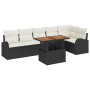 Juego de Comedor de Jardín de 7 Piezas con Cojines Negro Poliratán Acacia de , Sofás de exterior - Ref: Foro24-3349592, Preci...