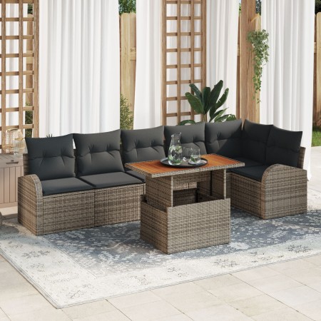 Conjunto de Sofá Garden Juego de 7 Gris Ratán Polimérico de , Sofás de exterior - Ref: Foro24-3349593, Precio: 478,02 €, Desc...