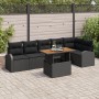 Juego de Comedor de Jardín de 7 Piezas con Cojines Ratán Poliéster Negro de , Sofás de exterior - Ref: Foro24-3349596, Precio...