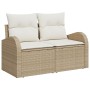 Juego de Comedor de Jardín de 7 Piezas con Cojines Beige Ratán Poliéster Acacia de , Sofás de exterior - Ref: Foro24-3349609,...