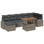Conjunto de Jardín de 8 Piezas con Cojines Gris Poly Ratán Acacia de , Sofás de exterior - Ref: Foro24-3349614, Precio: 520,2...