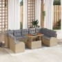 Conjunto de Comedor de Jardín de 10 Piezas con Cojines Beige Ratán Poliéster Acacia de , Sofás de exterior - Ref: Foro24-3349...