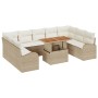 Juego de comedor de jardín de 10 piezas con cojines Beige Polirratán Acacia de , Sofás de exterior - Ref: Foro24-3349630, Pre...