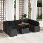 Set de Jardín de 10 Piezas con Cojines Negro Ratán Poli Acacia de , Sofás de exterior - Ref: Foro24-3349631, Precio: 668,19 €...