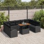 Set de Jardín de 10 Piezas con Cojines Negro Ratán Poli Acacia de , Sofás de exterior - Ref: Foro24-3349631, Precio: 668,19 €...
