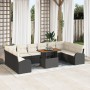 Conjunto de Comedor de Jardín de 11 Piezas con Cojines Ratán Poliéster Negro Acacia de , Sofás de exterior - Ref: Foro24-3349...