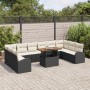 Conjunto de Comedor de Jardín de 11 Piezas con Cojines Ratán Poliéster Negro Acacia de , Sofás de exterior - Ref: Foro24-3349...