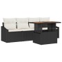 Juego de Comedor de Jardín de 5 Piezas con Cojines de Polirratán Negro Acacia de , Sofás de exterior - Ref: Foro24-3349767, P...