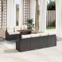 Conjunto de comedor de jardín de 8 piezas con cojines de ratán poli negro acacia de , Sofás de exterior - Ref: Foro24-3349795...