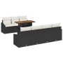 Conjunto de comedor de jardín de 8 piezas con cojines de ratán poli negro acacia de , Sofás de exterior - Ref: Foro24-3349795...