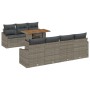 Juego de Comedor de Jardín de 8 Piezas con Cojines Gris Ratán Sintético Acacia de , Sofás de exterior - Ref: Foro24-3349796, ...