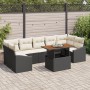 Juego de Comedor de Jardín de 8 Piezas con Cojines Ratán Negro Acacia de , Sofás de exterior - Ref: Foro24-3349802, Precio: 5...