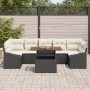 Juego de Comedor de Jardín de 8 Piezas con Cojines Ratán Negro Acacia de , Sofás de exterior - Ref: Foro24-3349802, Precio: 5...