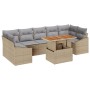 Conjunto de Comedor Jardín de 8 Piezas con Cojines Beige Ratán Sintético Acacia de , Sofás de exterior - Ref: Foro24-3349804,...