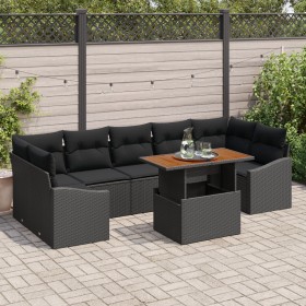 Juego de Sofás de Jardín Juego de 8 Negro Ratán, Madera de , Sofás de exterior - Ref: Foro24-3349806, Precio: 572,60 €, Descu...