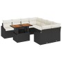 Conjunto de Comedor de Jardín de 9 Piezas con Cojines en Ratán Negro Acacia de , Sofás de exterior - Ref: Foro24-3349816, Pre...