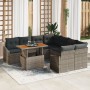 Juego de Comedor de Jardín de 9 Piezas con Cojines Gris de Ratán Poliéster Acacia de , Sofás de exterior - Ref: Foro24-334981...