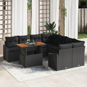 Conjunto de Sofá de Jardín Juego de 9 Negro Poliratán, Acero de , Sofás de exterior - Ref: Foro24-3349820, Precio: 618,08 €, ...