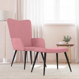 Sillón de relax con taburete terciopelo rosa en Sillones | Comprar online en Foru.es