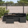 Conjunto de Sofás de Jardín Set de 6 Negro Poliratán, Vidrio de , Sofás de exterior - Ref: Foro24-3349841, Precio: 438,76 €, ...
