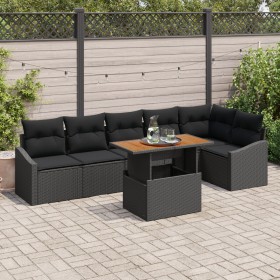 Conjunto de Sofás de Jardín Set de 7 Negro Ratán de , Sofás de exterior - Ref: Foro24-3349848, Precio: 493,32 €, Descuento: %