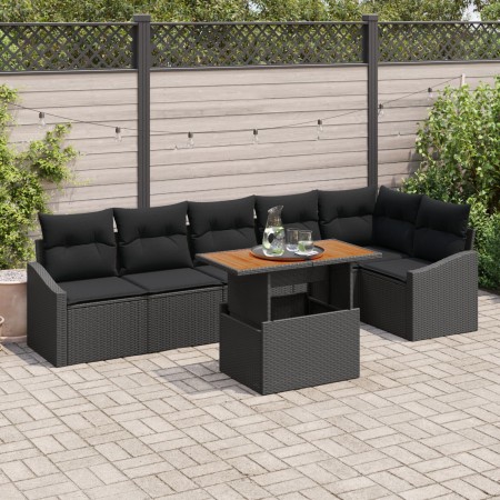 Conjunto de Sofás de Jardín Set de 7 Negro Ratán de , Sofás de exterior - Ref: Foro24-3349848, Precio: 493,32 €, Descuento: %