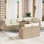 Conjunto de Comedor de Jardín de 9 Piezas con Cojines en Ratán Sintético Beige Acacia de , Sofás de exterior - Ref: Foro24-33...