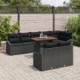 Conjunto de Sofá de Jardín Juego de 9 Negro y Marrón Ratán y Madera de , Sofás de exterior - Ref: Foro24-3349855, Precio: 660...